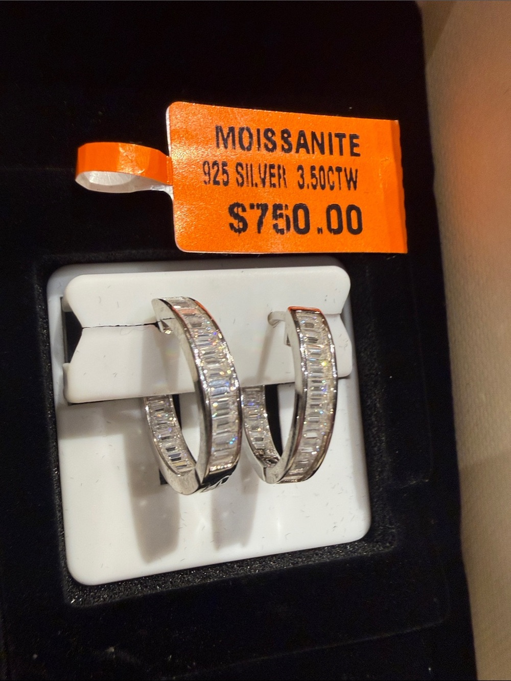 Emerald Cut 3.5 CTW Sterling Silver Hoops Gorgeous